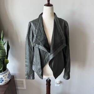 BB Dakota Flyaway Faux Leather Dark Green Jacket